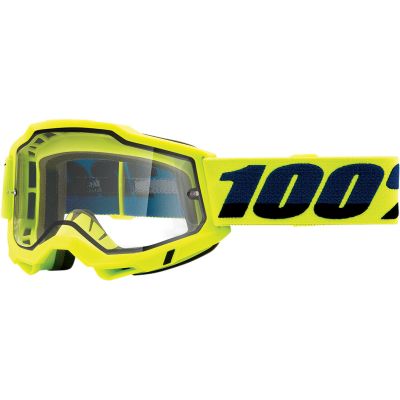 100% Accuri 2 Enduro Moto Goggle Yellow - Clear dual lens