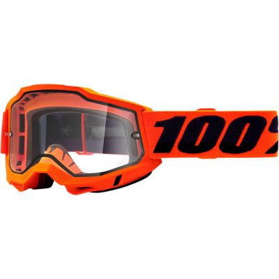 100% Accuri 2 Enduro Moto Goggle Orange - Clear Dual Lens